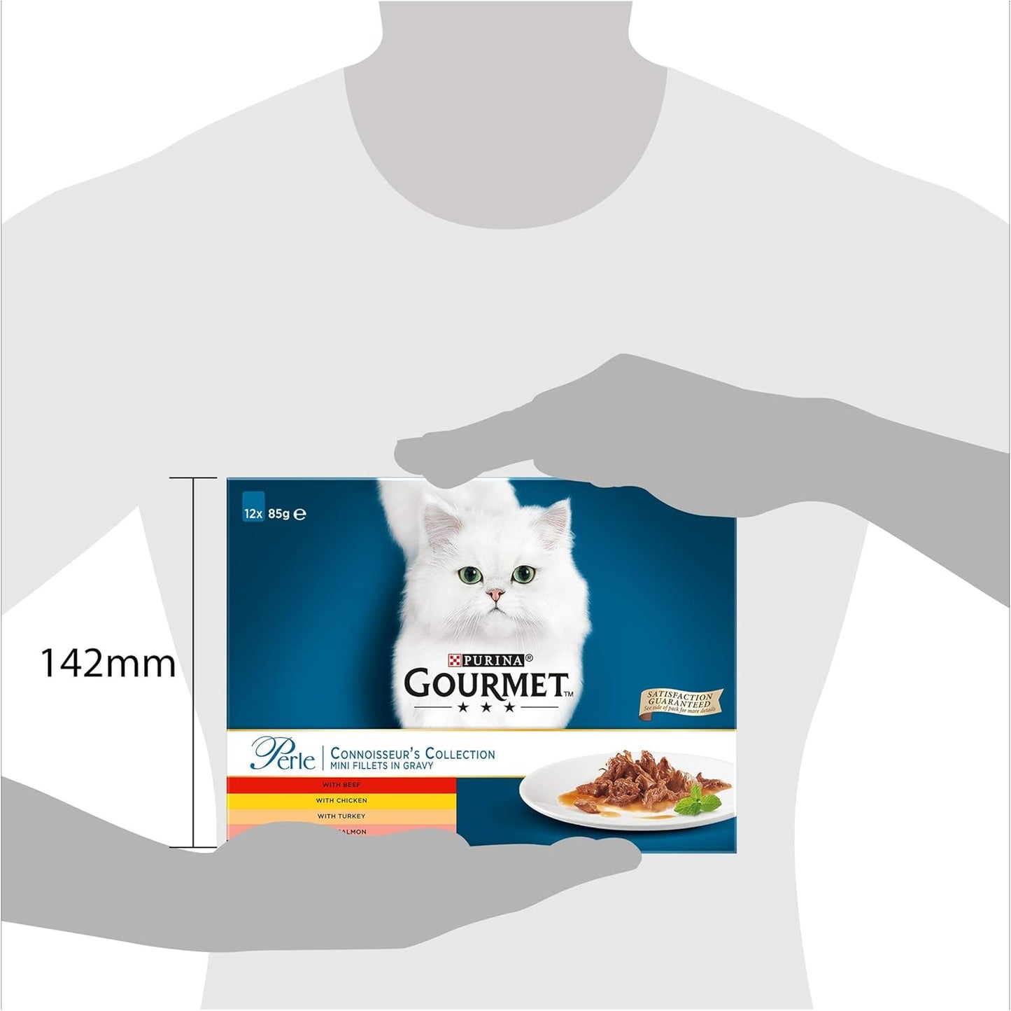 GOURMET Perle Connoisseur's Duo Mini Fillets in Gravy Wet Cat Food 12x85g (Pack of 4)