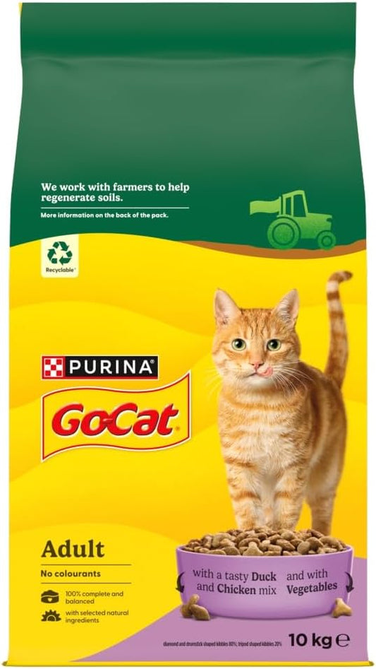 GO-CAT Adult Dry Cat Food Chicken and Duck 10kg Pack