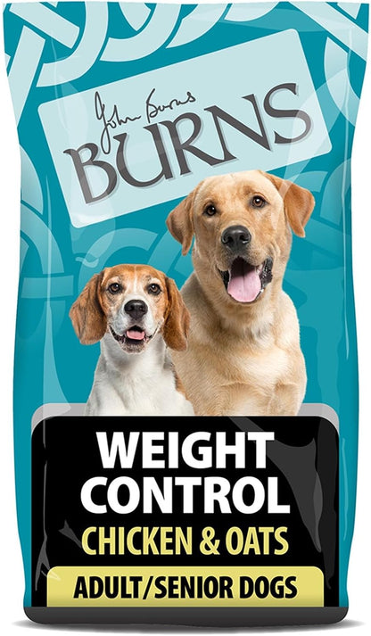 Burns Pet Nutrition Hypoallergenic Complete Dry Dog Food Adult and Senior Dog Weight Control Chicken and Oats 12 kg
