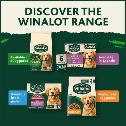 WINALOT Meaty Chunks Adult Wet Dog Food Mixed in Gravy Beef, Chicken, Lamb 80x100g Pouches