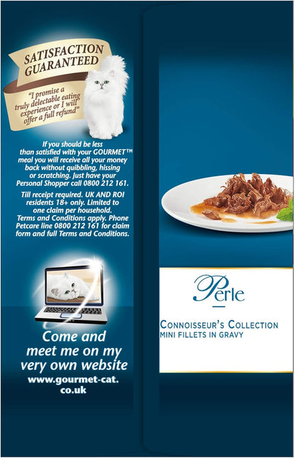 GOURMET Perle Connoisseur's Duo Mini Fillets in Gravy Wet Cat Food 12x85g (Pack of 4)