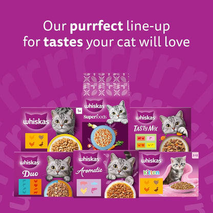whiskas 1+ Adult Classic Selection in Gravy 84 Pouches, Adult Wet Cat Food, Megapack (84 x 85 g)