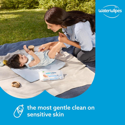 WaterWipes Sensitive+ Newborn & Baby Wipes, 1080 Count (18 Packs), 3-In-1 Cleans, Cares, Protects, 99.9% Water, Unscented