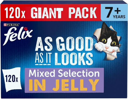 FELIX As Good As it Looks Senior 7+ Mixed in Jelly Wet Cat Food 120x85g
