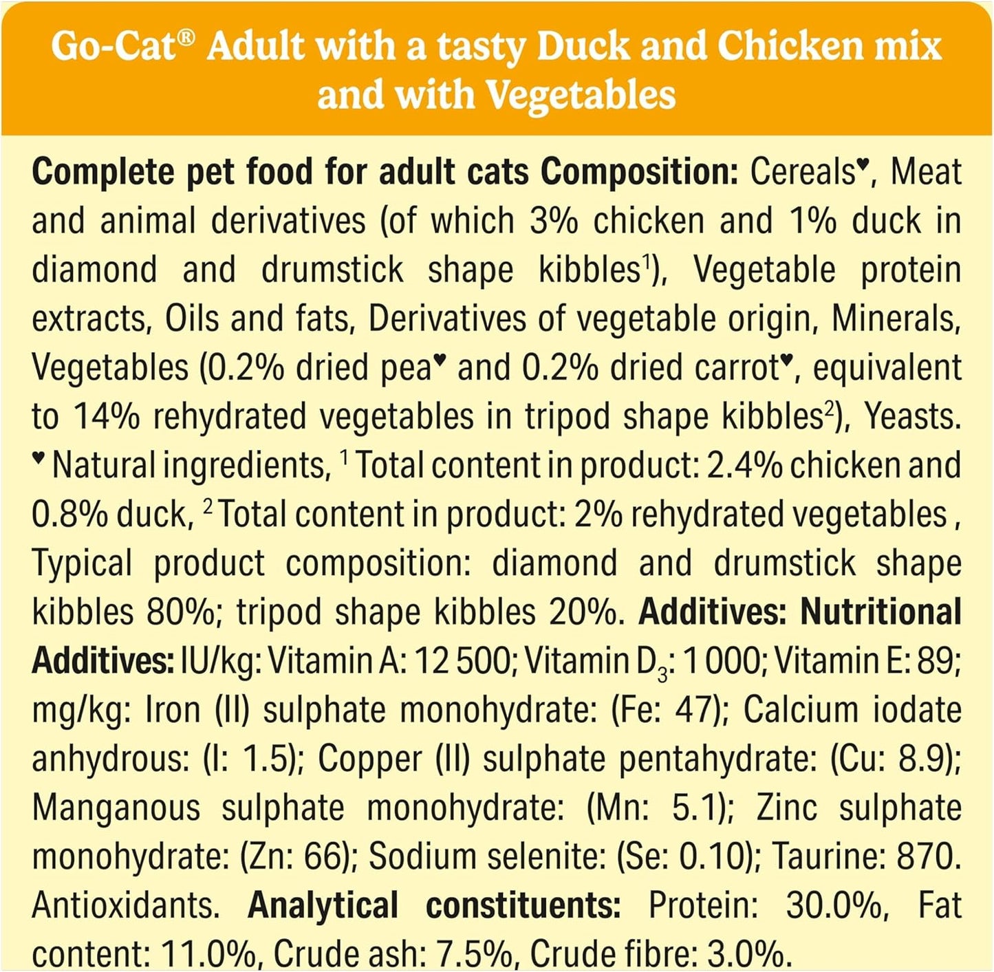 GO-CAT Adult Dry Cat Food Chicken and Duck 10kg Pack