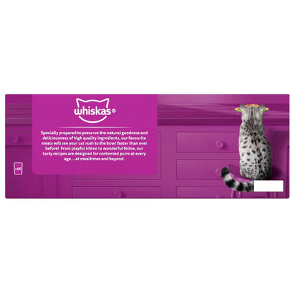 40 X 85G Whiskas 1+ Mixed Menu Mixed Adult Wet Cat Food Pouches in Jelly