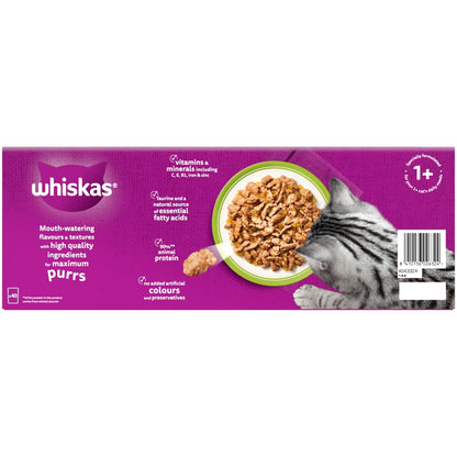 40 X 85G Whiskas 1+ Mixed Menu Mixed Adult Wet Cat Food Pouches in Jelly