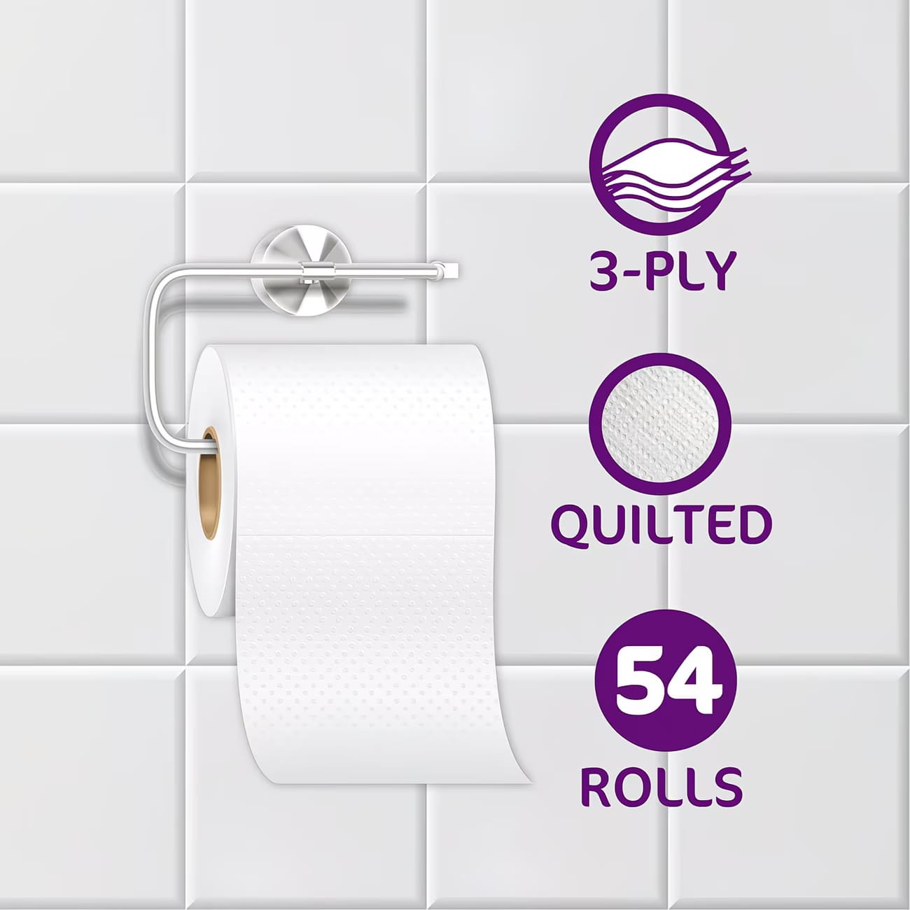 Premium 3-Ply Toilet Paper – 54 Rolls Mega Pack | Soft & Strong Tissue