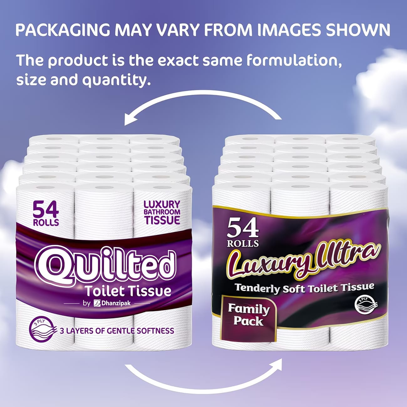 Premium 3-Ply Toilet Paper – 54 Rolls Mega Pack | Soft & Strong Tissue