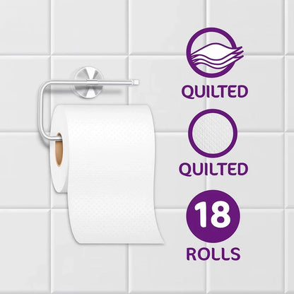 Premium Quilted Toilet Paper 18 Rolls of 3-Ply | Generous Length per Roll | Luxuriously Soft, Strong & Highly Absorbent Toilet Tissue